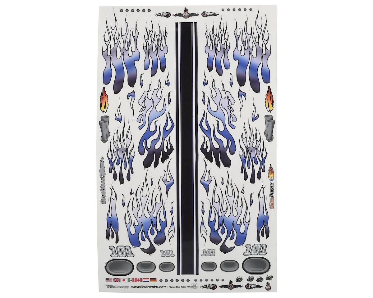 Firebrand RC Flames Ballers Decal Sheet (Blue) (8.5x14") 1 Firebrand RC Flames Ballers Decal Sheet (Blue) (8.5x14")