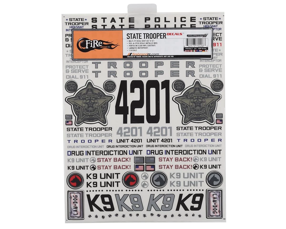 Firebrand RC State Trooper Decal Sheet (8.5x11") 2 Firebrand RC State Trooper Decal Sheet (8.5x11") - Image 2