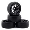 Firebrand RC Hustler RS Pre-Mounted On-Road Tires (4) (Black) w/CarpetMuncher Tires, 12mm Hex & 9mm Offset