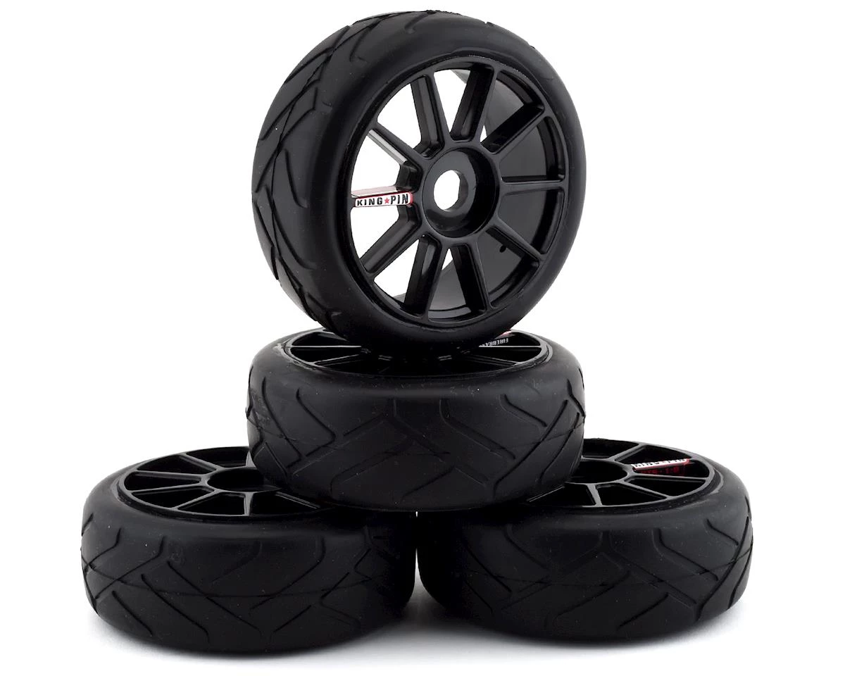 Firebrand RC Kingpin ST Pre-Mounted On-Road Tires (4) (Black) w/17mm Hex 1 Firebrand RC Kingpin ST Pre-Mounted On-Road Tires (4) (Black) w/17mm Hex