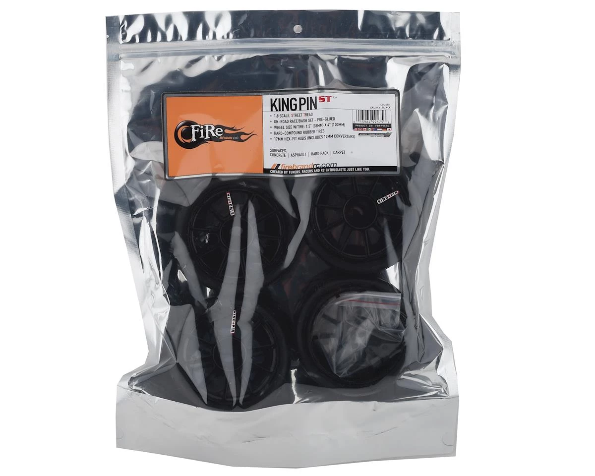 Firebrand RC Kingpin ST Pre-Mounted On-Road Tires (4) (Black) w/17mm Hex 4 Firebrand RC Kingpin ST Pre-Mounted On-Road Tires (4) (Black) w/17mm Hex - Image 4