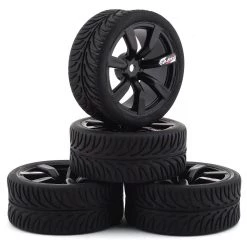 Firebrand RC Shanx RT3 Pre-Mounted On-Road Tires (4) (Black) w/Mako Tires, 12mm Hex & 3mm Offset