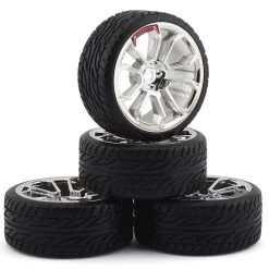 Firebrand RC Supernova DT3 Pre-Mounted Drift Tires (4) (Chrome) w/Moray Tires, 12mm Hex & 3mm Offset