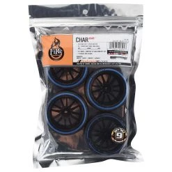 Firebrand RC Char D29B Pre-Mounted 2-Piece Slick Drift Tires (4) (Black/Blue) w/D2 Tires, 12mm Hex & 9mm Offset -Cheap Dynamite Store fbr1whechr947 2