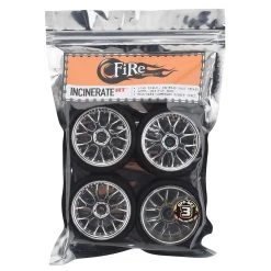 Firebrand RC Incinerate RT Pre-Mounted On-Road Tires (4) (Chrome) w/FireFang Tires, 12mm Hex & 3mm Offset -Cheap Dynamite Store fbr1whecin061 2