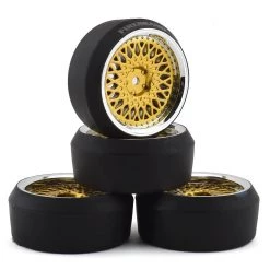 Firebrand RC Crownjewel XDR3 5° Pre-Mounted Slick Drift Tires (4) (Gold) w/Diamonds Tires, 12mm Hex & 3mm Offset