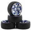 Firebrand RC Hydra DSR3 Pre-Mounted Slick Drift Tires (4) (Blue/Chrome) w/Sickle-R Tires, 12mm Hex & 3mm Offset