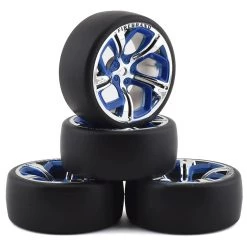 Firebrand RC Hydra DSR3 Pre-Mounted Slick Drift Tires (4) (Blue/Chrome) w/Sickle-R Tires, 12mm Hex & 3mm Offset