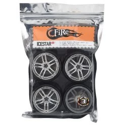 Firebrand RC Icestar D Pre-Mounted Slick Drift Tires (4) (Chrome) w/FireSickle Tires, 12mm Hex & 3mm Offset -Cheap Dynamite Store fbr1wheice085 2