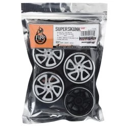 Firebrand RC Superskunk D2 Pre-Mounted Slick Drift Tires (4) (White/Black) w/D2 Tires, 12mm Hex & 3mm Offset -Cheap Dynamite Store fbr1whessk695 2
