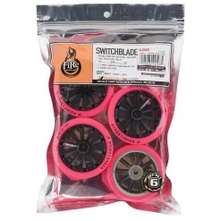 Firebrand RC Switchblade XDR6 5° Pre-Mounted Slick Drift Tires (4) (Black/Pink) w/Pinx Tires, 12mm Hex & 6mm Offset -Cheap Dynamite Store fbr1wheswi985 2